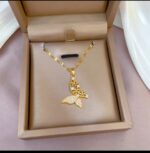 Gold Plated Butterfly Pendant Necklace for Women - Fashion Jewelry for Girls