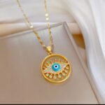 Gold Plated Evil Eye Necklace for Women - Chain Pendant for & Festive Occasions Protective Jewelry - Image 3