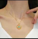 Gold Plated Evil Eye Necklace for Women - Chain Pendant for & Festive Occasions Protective Jewelry - Image 4