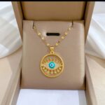 Gold Plated Evil Eye Necklace for Women - Chain Pendant for & Festive Occasions Protective Jewelry