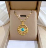 Gold Plated Evil Eye Necklace for Women - Chain Pendant for & Festive Occasions Protective Jewelry