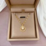 Gold Plated Necklace for Women - Round CZ Stone Pendant with Chain for & Gifting Fashion Jewelry - Image 3