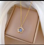 Flower Pendant Necklace Gold Plated Silver Alloy For Women Girls Fashion Jewellery