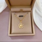 Gold Plated Rose Pendant Necklace for Women - Floral Design Chain for Girls - Festive & Fashion Jewelry