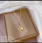 Gold Plated Rose Pendant Necklace for Women - Floral Design Chain for Girls - Festive & Fashion Jewelry - Image 2
