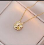 Yellow Gold Plated Clover Necklace for Women - Delicate Chain Pendant for & Gift - Fashion Jewellery - Image 4