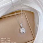 Silver Plated Pendant Necklace for Women – Round Cubic Zirconia Diamond Look Fashion Jewellery