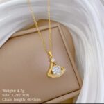 Gold Plated Pendant Necklace for Women - Teardrop Design with White Stone - Festive & Casual Wear Fashion Jewelry - Image 4