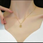 Gold Plated Pendant Necklace for Women - Teardrop Design with White Stone - Festive & Casual Wear Fashion Jewelry - Image 3