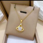 Gold Plated Pendant Necklace for Women - Teardrop Design with White Stone - Festive & Casual Wear Fashion Jewelry
