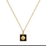 Gold Plated Necklace for Women - Black Square Shell Pendant Chain for & Gift Fashion Jewelry - Image 3