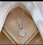 Silver Capricorn Zodiac Pendant Necklace for Women Girls - Minimalist Round Astrological Symbol Chain - Image 2