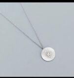Silver Capricorn Zodiac Pendant Necklace for Women Girls - Minimalist Round Astrological Symbol Chain