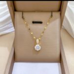 Gold Plated Pendant Necklace for Women - Cubic Zirconia Stone Chain for Girls Fashion Jewelry