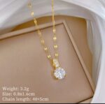 Gold Plated Pendant Necklace for Women - Cubic Zirconia Stone Chain for Girls Fashion Jewelry - Image 4