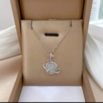 Silver Planet Necklace for Women - Celestial Jewelry with Moonstone Pendant - Fashion Accessory for Girls & Ladies
