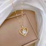 Gold Plated Heart Necklace with White Stone for Women - Fashion Jewellery Gift for Girls - Image 4