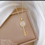 Gold Plated Key Pendant Necklace for Women - Fashion Jewelry for Girls - Accessory - Delicate Chain Necklace - Image 2