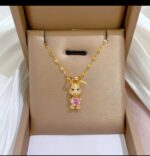 Gold Plated Bunny Necklace for Women - Pink Stone Pendant Chain for Girls Fashion Jewelry - Image 4