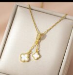 Gold Plated Clover Necklace for Women - Chain Pendant for & Gift - Delicate Floral Design Fashion Jewelry - Image 3