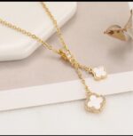 Gold Plated Clover Necklace for Women - Chain Pendant for & Gift - Delicate Floral Design Fashion Jewelry - Image 2