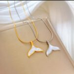 Whale Tail Pendant Necklace – Silver & Gold Tone Fashion Jewelry for Women, Girls – , Gift Option