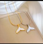 Whale Tail Pendant Necklace – Silver & Gold Tone Fashion Jewelry for Women, Girls – , Gift Option