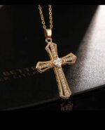 Gold Plated Cross Pendant Necklace for Women & Girls - Fashion Religious Jewelry for , Party, Festive Occasions - Image 3