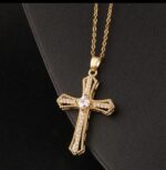 Gold Plated Cross Pendant Necklace for Women & Girls - Fashion Religious Jewelry for , Party, Festive Occasions