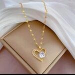 Gold Plated Heart Necklace for Women - Cubic Zirconia Pendant Chain for Girls Fashion Jewelry - Image 2