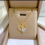 Gold Plated Heart Necklace for Women - Cubic Zirconia Pendant Chain for Girls Fashion Jewelry