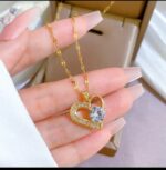 Gold Plated Heart Necklace for Women - Cubic Zirconia Pendant Chain for Girls Fashion Jewelry - Image 4