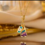 Travel Suitcase Necklace: Gold Plated Pendant with CZ Stone for Women, Girls - Fashion Jewelry Gift Airplane Necklace