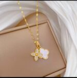 Gold Plated Flower Pendant Necklace for Women - Delicate Floral Design Chain for & Gift Fashion Jewelry Artificial Jewellery - Image 2