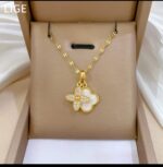 Gold Plated Flower Pendant Necklace for Women - Delicate Floral Design Chain for & Gift Fashion Jewelry Artificial Jewellery