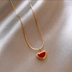 Red Heart Necklace for Women - Gold Plated Chain Pendant for Girls Fashion Jewelry Valentine's Day Gift