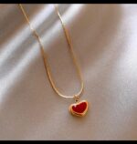 Red Heart Necklace for Women - Gold Plated Chain Pendant for Girls Fashion Jewelry Valentine's Day Gift