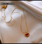 Red Heart Necklace for Women - Gold Plated Chain Pendant for Girls Fashion Jewelry Valentine's Day Gift - Image 2