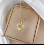 Gold Plated Heart Pendant Necklace for Women – Delicate Chain Fashion Jewelry Gift - Image 2