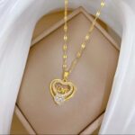 Gold Plated Heart Pendant Necklace for Women – Delicate Chain Fashion Jewelry Gift
