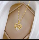 Gold Plated Heart Pendant Necklace for Women – Delicate Chain Fashion Jewelry Gift