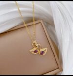 Gold Plated Swan Necklace with Purple Stone for Women - Fashion Jewellery Gift for Girls - Image 2