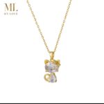 Artificial Diamond Cat Pendant Necklace for Women - Gold Plated Fashion Jewelry Gift for Girls - Image 4