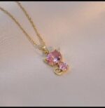 Artificial Diamond Cat Pendant Necklace for Women - Gold Plated Fashion Jewelry Gift for Girls - Image 3