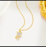 Artificial Diamond Cat Pendant Necklace for Women - Gold Plated Fashion Jewelry Gift for Girls - Image 2