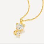 Artificial Diamond Cat Pendant Necklace for Women - Gold Plated Fashion Jewelry Gift for Girls