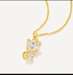 Artificial Diamond Cat Pendant Necklace for Women - Gold Plated Fashion Jewelry Gift for Girls