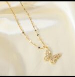 Gold Butterfly Necklace for Women – Delicate Crystal Pendant Chain for Girls Party Fashion Accessories - Image 2