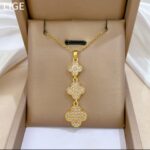 Gold Plated Clover Pendant Necklace Set for Women - Chain for & Daily Use Artificial Jewelry