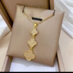 Gold Plated Clover Pendant Necklace Set for Women - Chain for & Daily Use Artificial Jewelry - Image 4
